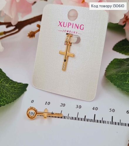 Крестик со стрелочкой и камешками, размер с колечком 2*1см Xuping 18K 130610 фото 2