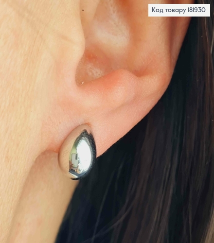 Серьги родованные гвозди "Капельки", 1см, XUPING ТТМ 181930 фото 2