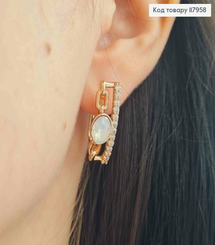 Серьги "Eyes of Freedom" с перламутровым камнем сваровские, 2,5см, английская застежка, Xuping 18K 117958 фото 3