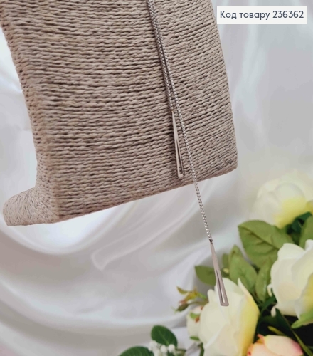 Підвіска на шию, квадратний снейк, з двома трикутниками, з шайбочкою, довж. 45+5см 236362 фото 3