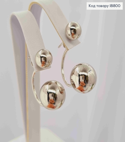 Серьги, гвоздики, "ДИОР" с двумя шариками, 3см Xuping 181800 фото 2
