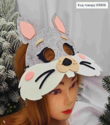 Новогодняя маска "ЗАЙКА", 24*20см на резинке, фетр 691106 фото 4