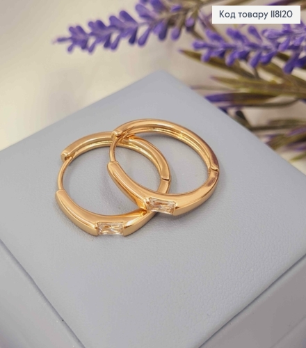 Серьги кольца с ярким квадратным камнем, диаметр 2,4см, XUPING 18K 118120 фото 2