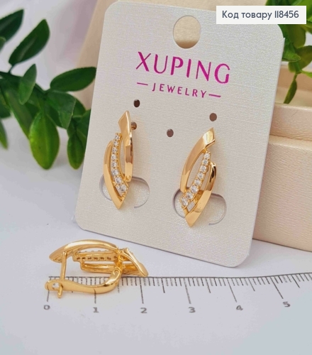 Серьги "Stylish" с Блестящими камешками, 2,2см, английская застежка, XUPING 18K 118456 фото 2