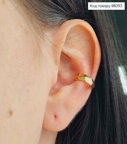 Серьги кафы на хрящ уха граненые (1 шт), ширина 0,4см, Xuping 18К 118093 фото 2