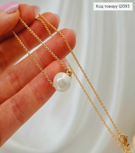 Цепочка якорное плетение, с шариком и подвеской жемчужиной, дл.42+5см, Xuping 18К 121393 фото 2