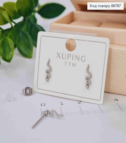Серьги гвоздики "ЗМЕЙКА", 1,1см, Xuping ТТМ 181787 фото 2