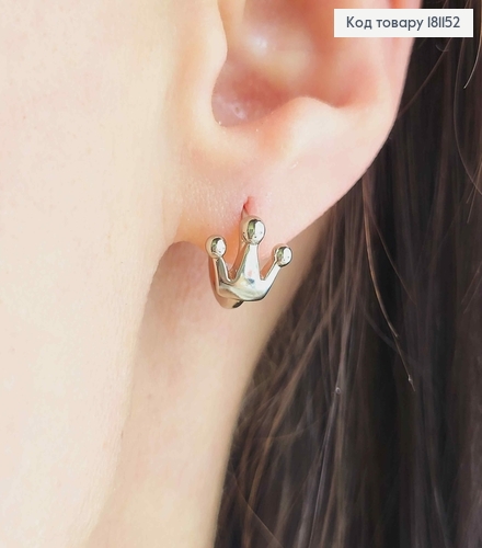 Серьги кольца 1см, с короной 1см, Xuping 181152 фото 2