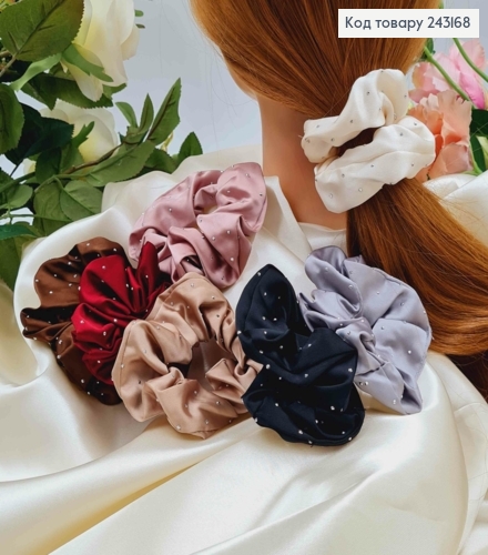 Резинка жатка Атласна, з дрібними блискітками, 9см, кольори в асорт. 243168 фото 3