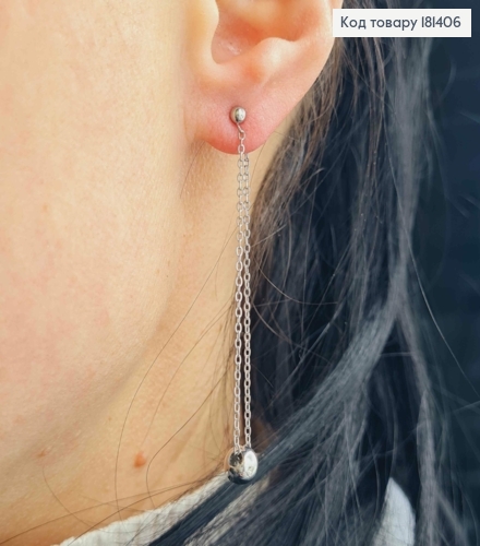 Серьги родовые гвоздики, с подвесками шариками, дл. 6см, Xuping 181406 фото 3