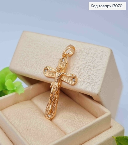 Крестик с распятием и камешками на кончиках, размер 3,1*2см Xuping 18K 130701 фото 2