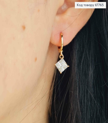 Серьги кольца (1,2см), с подвесным камешком (0,9см), Xuping 18К 117765 фото 3