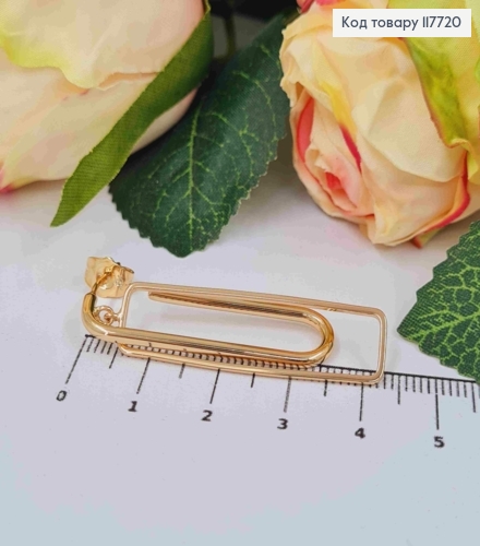 Серьги гвозди, Крючки с прямоугольной подвеской, 4,2см, Xuping 18K 117720 фото 2