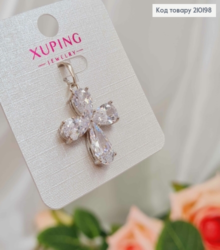 Крестик родованный, из четырех камешков, 2,1*1,9см, Xuping 210198 фото 2