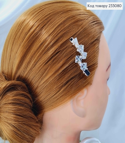 Заколка стріла метал 3см срібного кольору (ціна за 2шт) з двома великими камінцями в асорт. 233080 фото 3