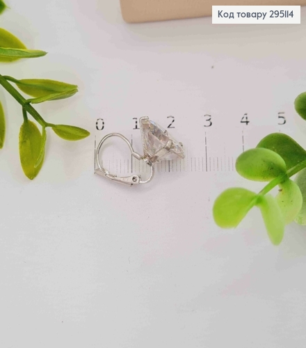 Серьги Изысканные с Большим Блестящим камнем, 1,4см, в ассортименте 295114 фото 2