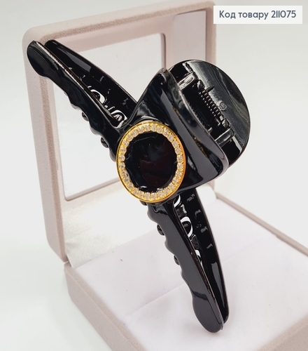 Краб пластик черный глянцевый 11,5см "с брошью" ДУГА тонкая 211075 фото 4