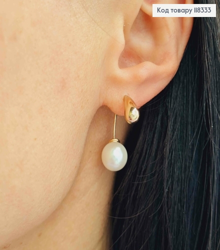 Серьги гвоздики с жемчужкой, 3,1см, XUPING 18K 118333 фото 2