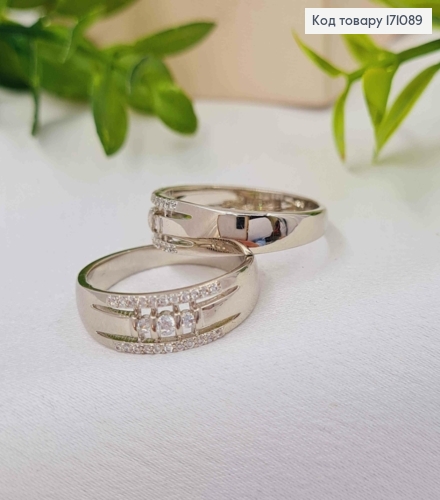 Кольцо родованное украшено Блестящими камнями, Xuping 171089 фото 4