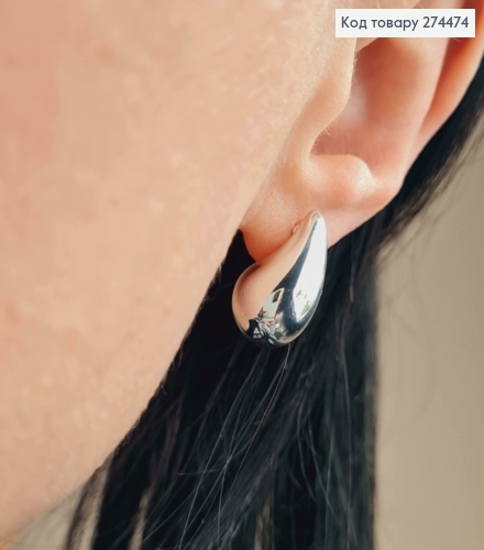 Серьги гвозди "КРАПЛИНКИ" серебряного цвета, 2см 295127 фото 2