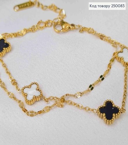 Браслет подвійний лимонного кольору, Van Cleef двосторонній, 17,2+5см, сталь Stainless Steel 250083 фото 2