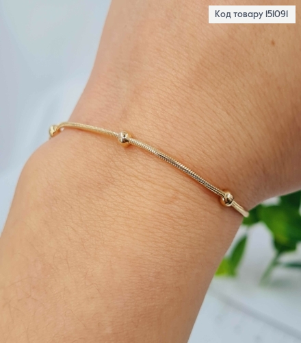 Браслет плетения СНЕЙК с литыми бусинками, длина 17+4см, Xuping 18K 151091 фото 2