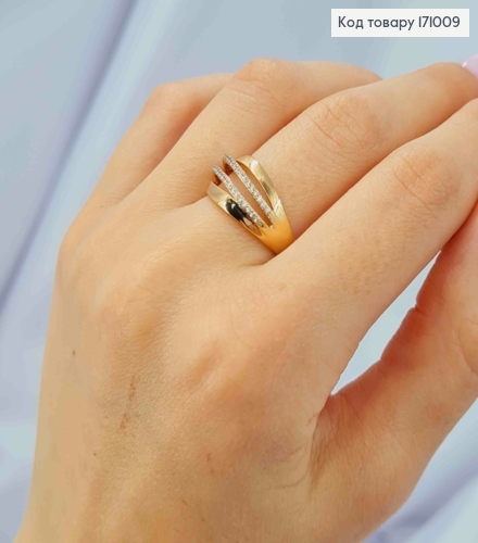 Кольцо "Грация", украшенное камнями в два ряда, Xuping 18К 171009 фото 2