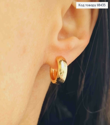 Серьги Кольца широкие, ширина 5мм, диаметр 1,4см, Xuping 18K 118435 фото 2