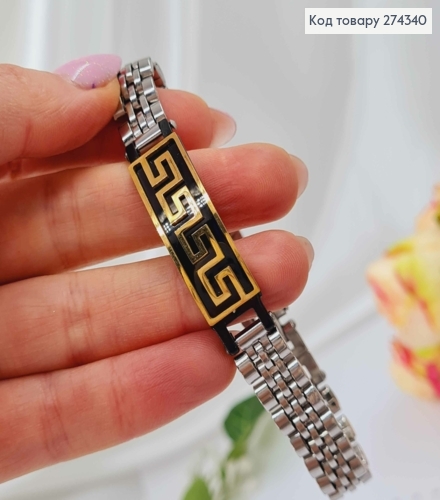 Браслет, з металевою пластинкою "Версаче" золотого кольору, шир. 1см, довж. 21см 250031 фото 4