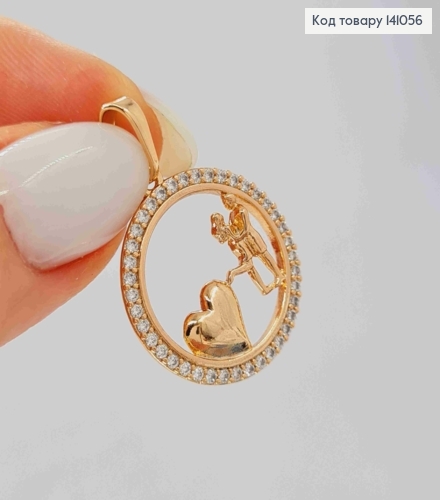 Кулон, "Влюбленные" в оправе из камешков, 2см, Xuping 18К 141056 фото 2