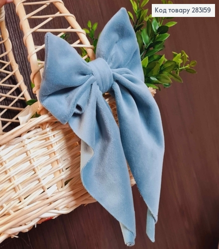 Повязка для корзины велюровый Бантик Серо-Мятного цвета на завязках, 14*8см, ручная работа, Украина. 283159 фото 2