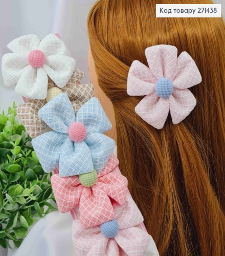 Набор заколок Стрела (10шт) ЦВЕТОК с Люрексом, Пастельные цвета, заколка 4,5см, цветок 8см 271438 фото 2