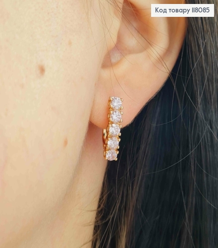 Серьги "ВЕНЕРА" украшены Розовыми камешками, 1,7см, английская застежка, Xuping 18К 118085 фото 3