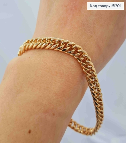 Браслет ПАНЦИРНОЕ ПЛЕТЕНИЕ, ширина 8мм, длина 22см, Xuping 18K 151201 фото 2