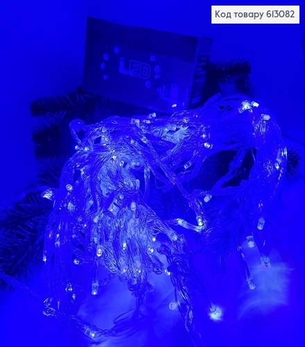 ¶Гирлянда шторка белая проволока 3*1,2 м 240 LED синяя 613082 фото 2