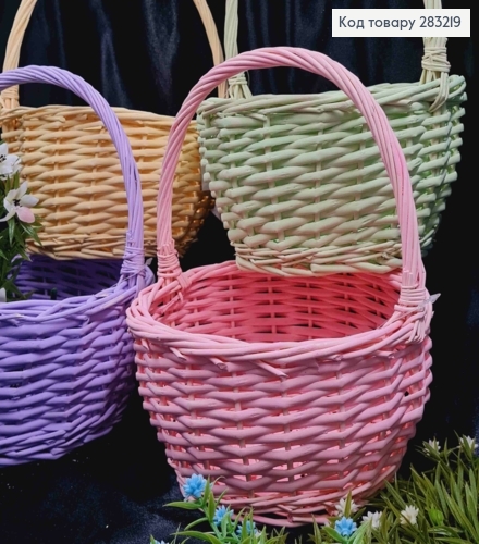 Корзина крашеная маленькая круглая, Цвета в ассортименте, (диаметр 18см), (глуб. 10), (ручка13см) 283219 фото 2