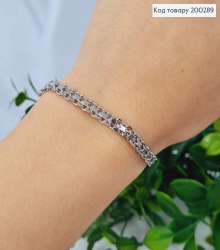 Браслет родований плетіння Бісмарк, ширина 5мм, довжина 19см, Xuping 200289 фото 2