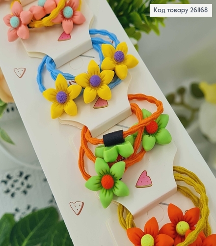Резинка детская "Три цветочка" 30шт./уп. в ассорт. 261168 фото 2