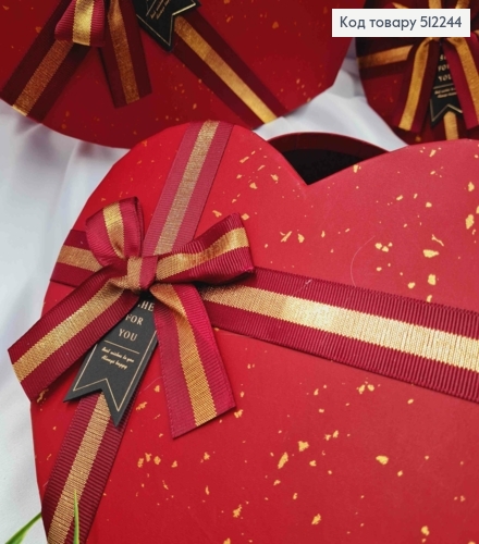 Набір коробок(3шт) "СЕРЦЕ",в плямку з Бантиком, БОРДОВА (30х29х11см, 26х24х10см, 22х21х8,5см) 512244 фото 2