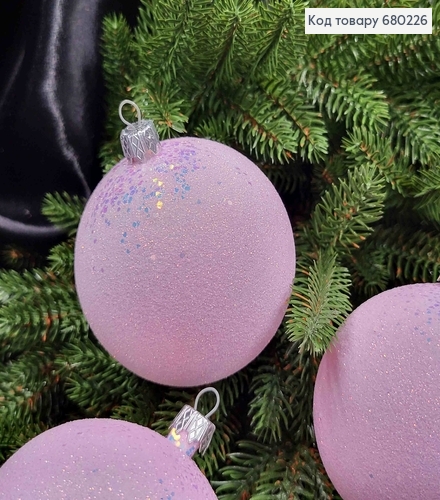 Игрушка шар 80мм РОСКОШНЫЙ БЛЕСК, цвет ЛАВАНДОВО-РОЗОВЫЙ, 6шт/уп., Украина 680226 фото 2