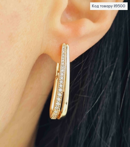 Серьги Стрелы украшены Блестящими камешками, длина 2,7см, английская застежка, Xuping 18K 119500 фото 2