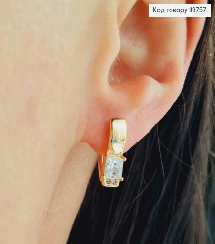 Серьги украшены Блестящими камешками, 1,4см, английская застежка, Xuping 18К 119757 фото 2