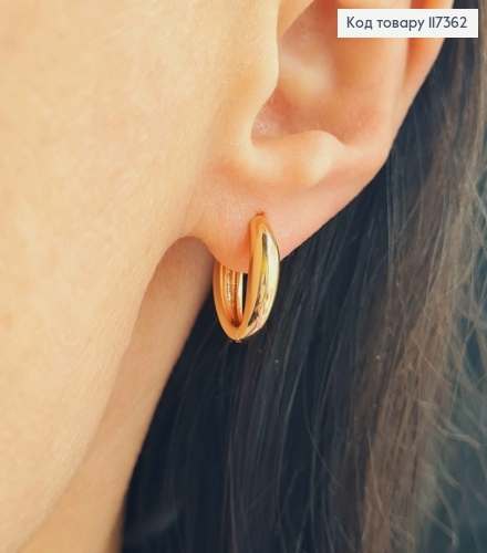 Серьги колечки, Овальные с утолщением, длина 1,4см, Xuping 18K 117362 фото 2