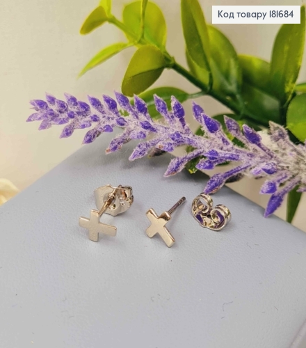 Серьги родованные гвоздики "Крестики", 7*6мм, Xuping 181684 фото 2