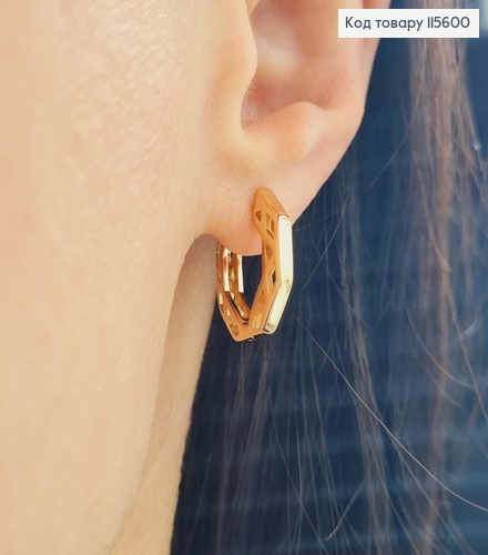 Серьги кольца 1,7см, "Геометрия" с резьбой, Xuping 18K 115600 фото 2