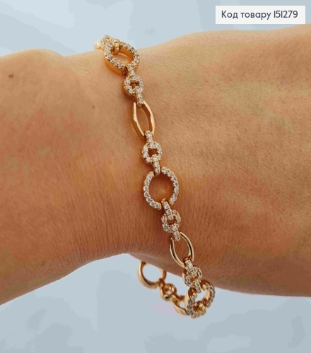 Браслет украшен Блестящими камешками, длина 17+2см, Xuping 18К 151279 фото 2