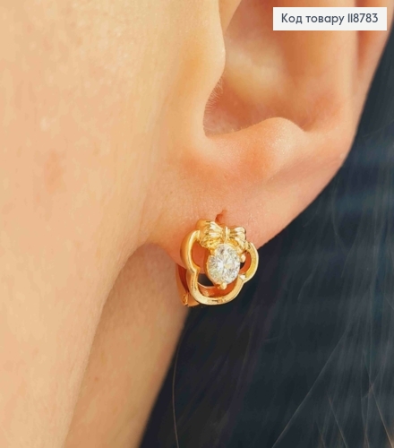 Серьги кольца (1см), "Минны Маус" с Блестящим камнем (0,9см), XUPING 18K 118783 фото 2