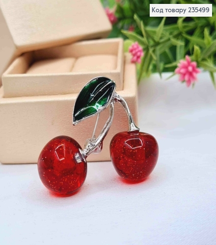 Брошь металл, "Вишенки-Черешеньки", 4*4см, Серебряного цвета 235499 фото 2