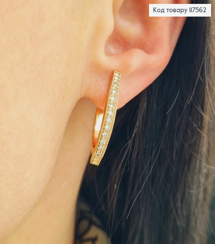 Серьги стрелы, с рядочком камешков, 2,5см, Xuping 18K 117562 фото 2