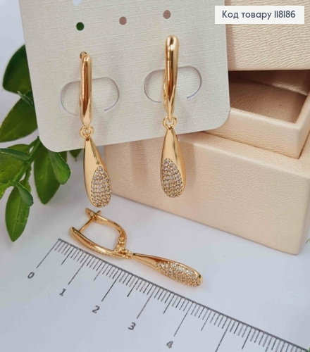 Серьги с подвижной подвеской в ярких камнях, 1,7+2,3см, английская застежка, XUPING 18K 118186 фото 2